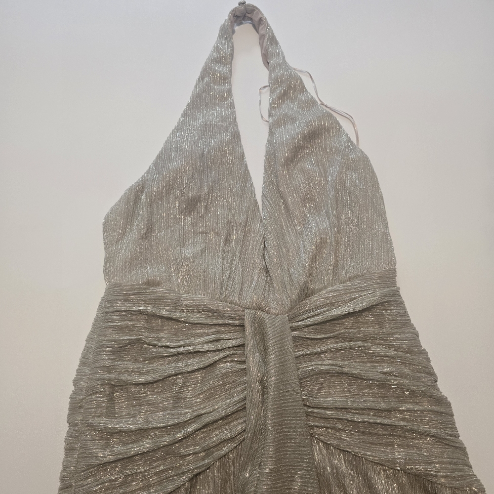 PatBO Lurex Draped Maxi Dress Gowns Halter neck Sleeveless Size 8 - Picture 6 of 13